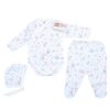 Body pieptar cu manusa + pantalon cu botoșel + căciuliță (Bumbac 100%) rib semisubțire