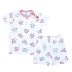 Pijama de vara, fete/tricou si pantalon scurt/ 6luni-10ani (Bumbac 95%+5%Lycra, subtire)