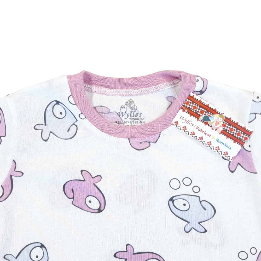 Pijama de vara, fete/tricou si pantalon scurt/ 6luni-10ani (Bumbac 95%+5%Lycra, subtire) - imagine 3