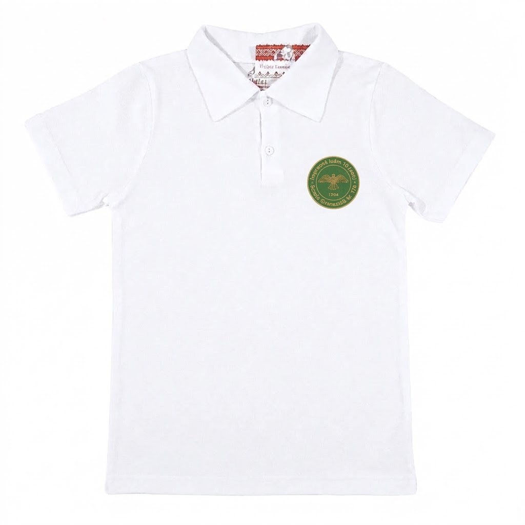 Tricou tip polo (Bumbac 100%, pique) - Uniformă Școala Gimnazială Nr. 178 - Siglă VERDE